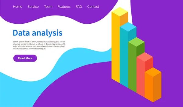 Analyzovat statistické ukazatele, obchodní data. Práce s marketingovým výzkumem. Izometrická analýza dat — Stockový vektor