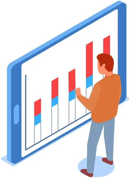 Los empleados analizan indicadores estadísticos, datos empresariales. Los personajes trabajan con la investigación de marketing — Vector de stock