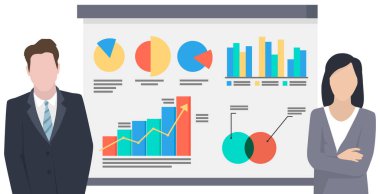 Finansal muhasebe konsepti. Ekonomik notları değişen yatırım analizi sunum kurulu