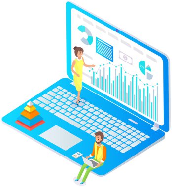 Çalışanlar istatistiksel göstergeleri, iş verilerini analiz ederler. Karakterler pazarlama araştırmalarıyla çalışır