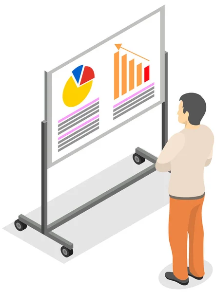 Los empleados analizan indicadores estadísticos, datos empresariales. Los personajes trabajan con la investigación de marketing — Archivo Imágenes Vectoriales