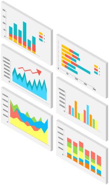 İstatistiksel göstergeleri, iş verilerini analiz et. Pazarlama araştırmalarında çalış. Veri analizi izometrik