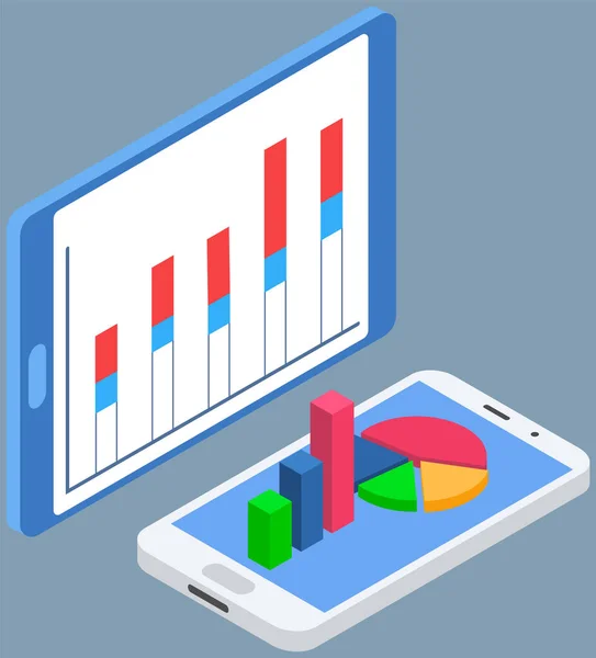 Les employés analysent les indicateurs statistiques, les données commerciales. Les personnages travaillent avec la recherche marketing — Image vectorielle