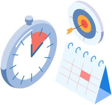 Haftanın planlama programı, zaman ve teslim tarihleriyle çalışmak. Takvim ve hedef yakınındaki ok saati