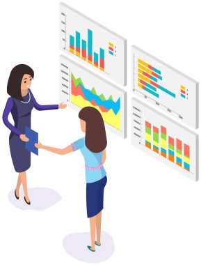 Çalışanlar istatistiksel göstergeleri, iş verilerini analiz ederler. Karakterler pazarlama araştırmalarıyla çalışır