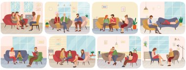 Aile ve psikoterapi seanslarıyla ilgili sahneler, psikolojik sorunlar.