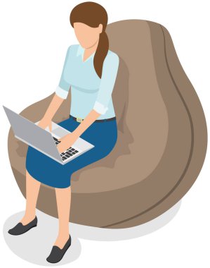 Kadın elinde klavyede yazan bir bilgisayar aygıtı tutuyor. Kız elinde dizüstü bilgisayarla çanta koltuğunda oturuyor.