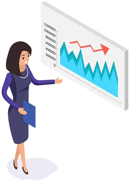 Los empleados analizan indicadores estadísticos, datos empresariales. Los personajes trabajan con la investigación de marketing — Vector de stock