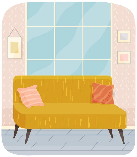 Diseño de muebles de sala de estar, elementos interiores del hogar moderno. Sofá — Archivo Imágenes Vectoriales