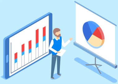 Çalışanlar istatistiksel göstergeleri, iş verilerini analiz ederler. Karakterler pazarlama araştırmalarıyla çalışır