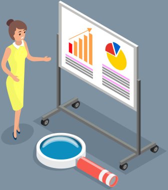 Çalışanlar istatistiksel göstergeleri, iş verilerini analiz ederler. Karakterler pazarlama araştırmalarıyla çalışır