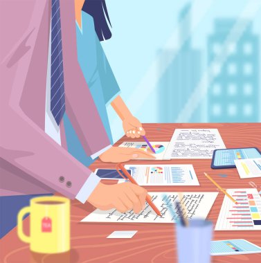 Çalışanlar istatistiksel göstergeleri, iş verilerini analiz ederler. Karakterler pazarlama araştırmalarıyla çalışır