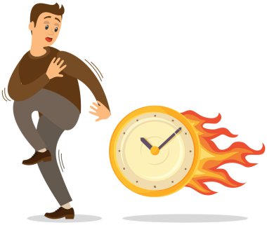 Son teslim tarihi iş konsepti, zaman yönetimi, geç kalma korkusu. İş adamı zamandan korkar.