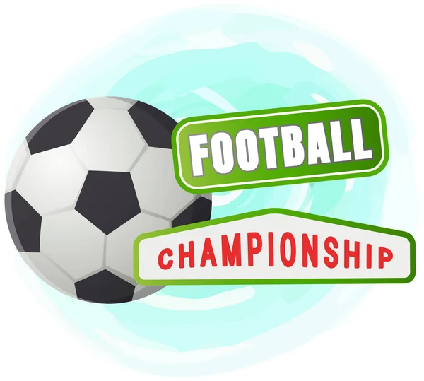 Sport Fußball Vektor Banner, Fußball Wettbewerb. Schwarz-weißer Lederball, Mannschaftsmeisterschaft — Stockvektor