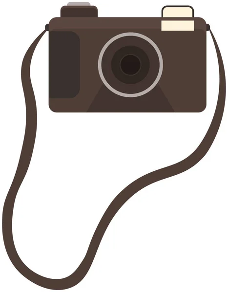 Dslr photo camera vector design illustration isolated on background with lens and flash brown camera — 스톡 벡터