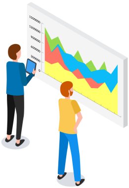 Çalışanlar istatistiksel göstergeleri, iş verilerini analiz ederler. Karakterler pazarlama araştırmalarıyla çalışır