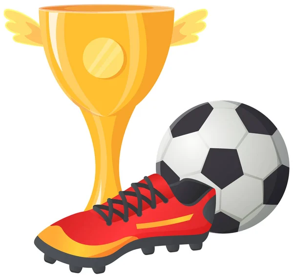 Soccer symbols set, sport football vector banner. Ball, cleats and cup isolated, team championship — Stockový vektor