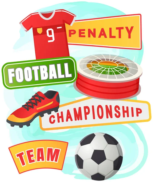 Fotboll symboler set, sport fotboll vektor banner. Enhetliga och utmärkelser isolerade, laget mästerskap — Stock vektor