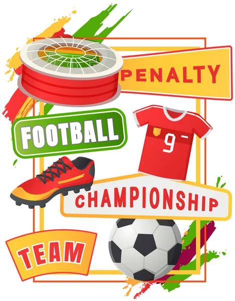 Voetbal symbolen set, sport voetbal vector banner. Uniform en prijzen geïsoleerd, teamkampioenschap — Stockvector