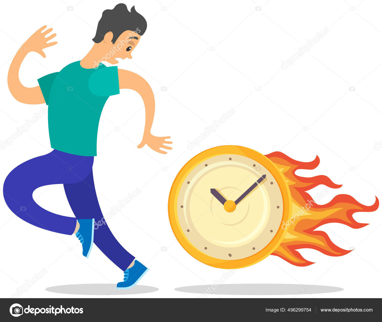 截止期的商业概念,时间管理,害怕迟到.商人是怕时间的图库矢量图©robuart 496299754, image size:1600x1351