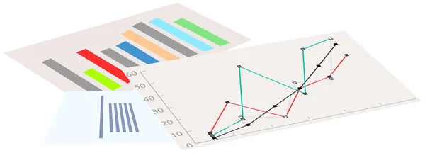 Papel gráfico com diagrama. Estatísticas e análises de negócios em forma gráfica com linhas em crescimento — Vetor de Stock