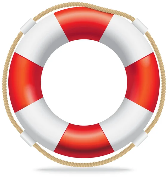 Boya salvavidas roja con cuerda aislada sobre fondo blanco. Remedio salvavidas para ahogar al hombre — Archivo Imágenes Vectoriales