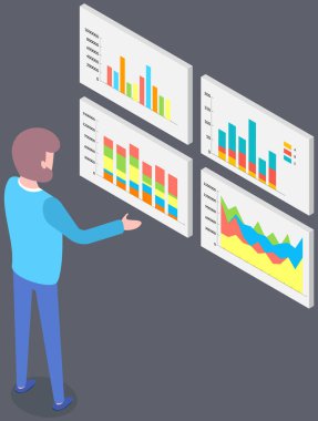 Çalışanlar istatistiksel göstergeleri, iş verilerini analiz ederler. Karakterler pazarlama araştırmalarıyla çalışır