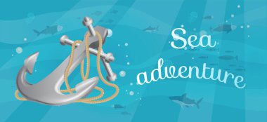 Deniz maceraları ve seyahat posterleri. Deniz yolculuğu ve deniz yolculuğu reklam pankartı şablonu