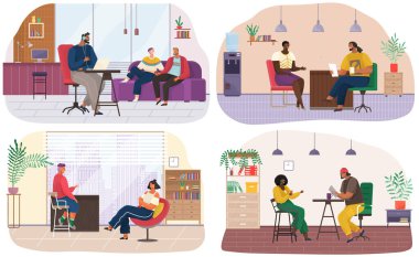 Röportaj ve stüdyodaki canlı iletişim hakkında bir dizi çizim. Talk show sırasında insanlar