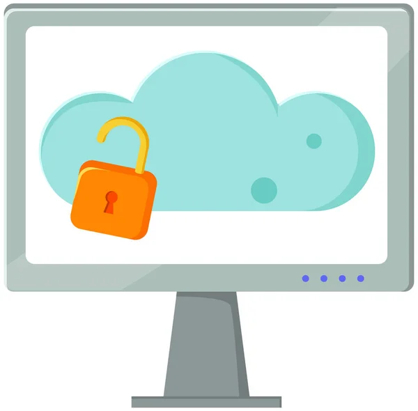 Data protection cloud storage design flat concept. Online storage sign symbol icon with lock — Stock Vector
