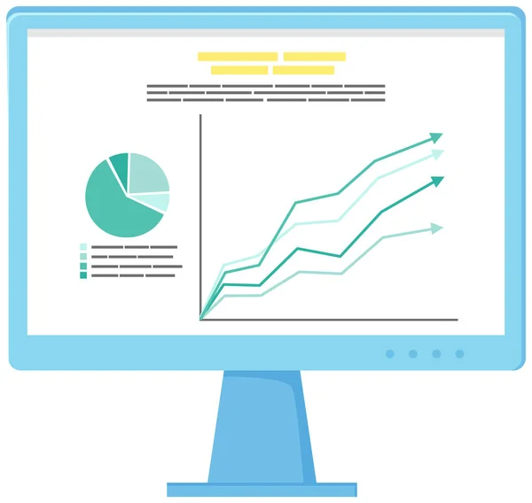 Табличне програмне забезпечення екран комп'ютера з даними фінансового обліку, аналітичний бізнес-звіт бази даних — стоковий вектор