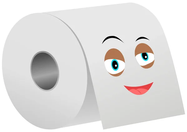 Cartoon smiling funny toilet paper. Paper product is used for sanitary and hygienic purposes — Stock Vector