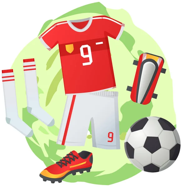 Набір футбольних символів, футбольний векторний банер. Уніформа та нагороди ізольовані, командний чемпіонат — стоковий вектор