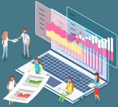 Çalışanlar istatistiksel göstergeleri, iş verilerini analiz ederler. Karakterler pazarlama araştırmalarıyla çalışır