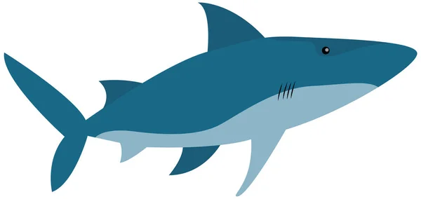 捕食性の海洋魚。海に生息する猛獣。白い背景に孤立した白いサメ — ストックベクタ