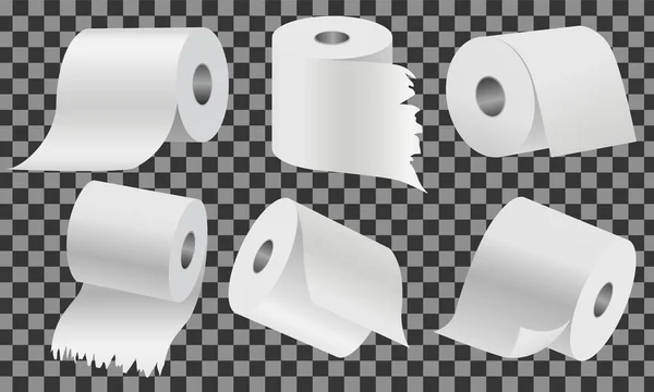 Ensemble de papier toilette. Papier spécial pour essuyer. Les produits en papier sont utilisés à des fins sanitaires et hygiéniques — Image vectorielle