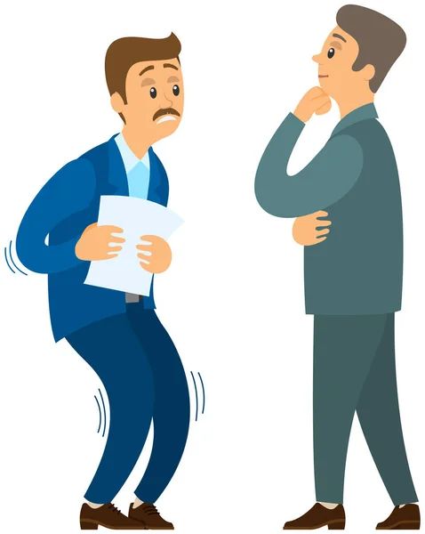 Arg chef skriker till den anställde. Konflikt mellan chef och arbetstagare, underordnad — Stock vektor
