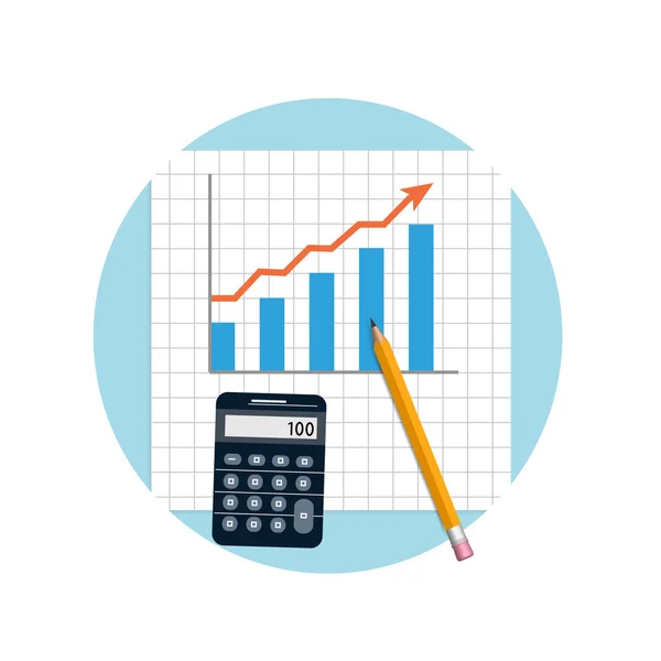 Comptabilité. Planification financière avec calculatrice et crayon — Image vectorielle