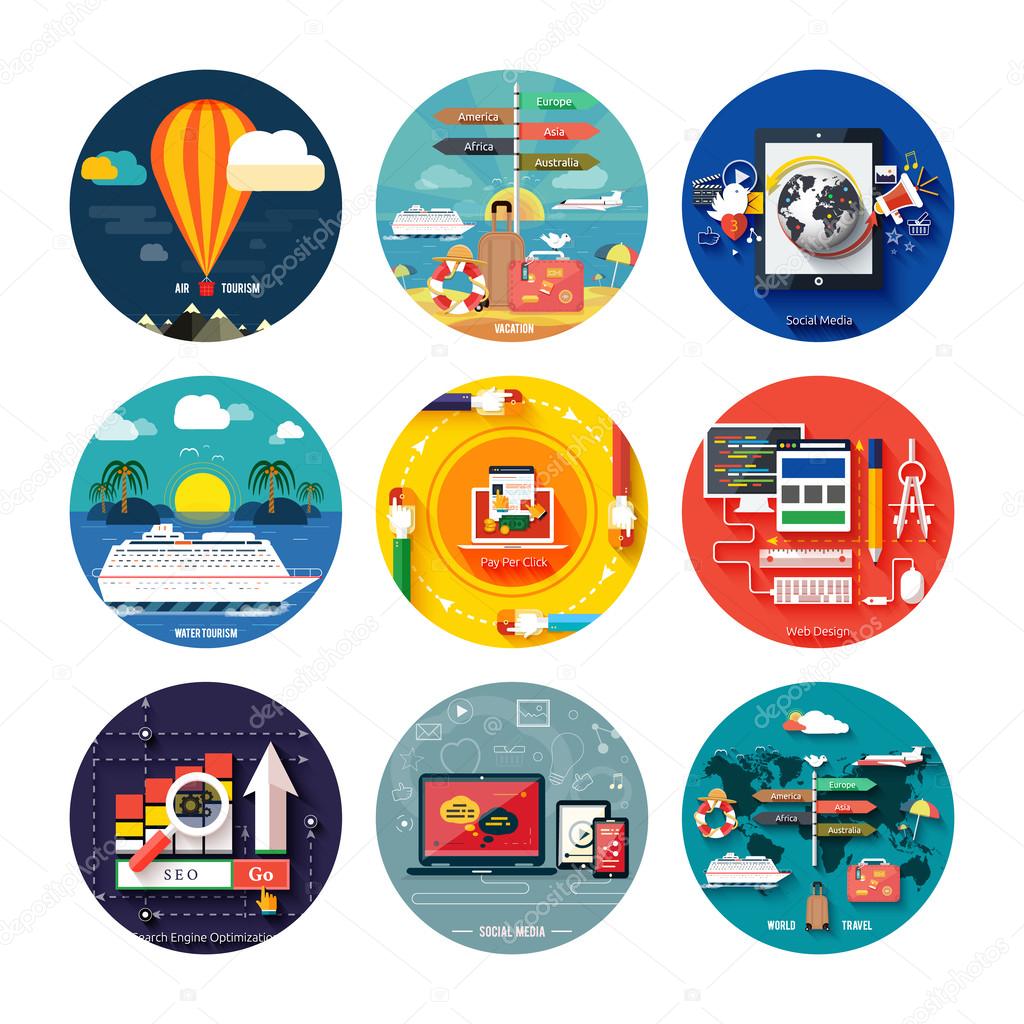 Icons for web design, seo, social media