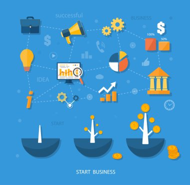 Business start infographics template clipart