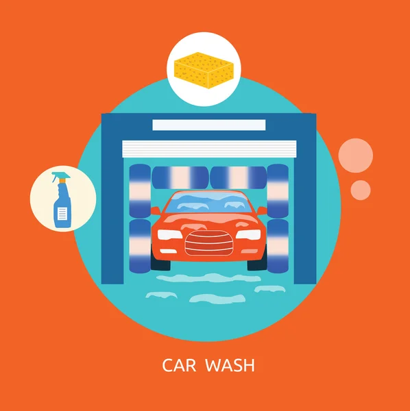 业务概念洗车最好干净无停止的汽车服务 — 图库矢量图片