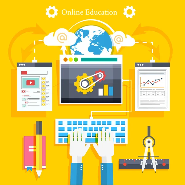 Utbildning, online-utbildning, yrkesutbildning — Stock vektor