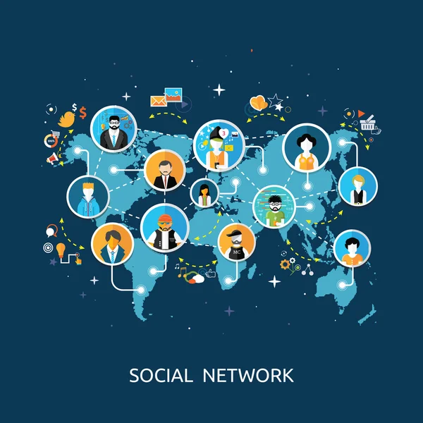 Concetto di connessione di social media — Vettoriale Stock