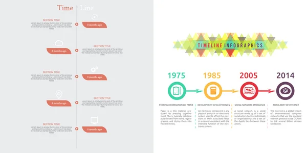 Infográfico de linha do tempo com diagrama e texto — Vetor de Stock