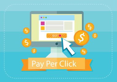 Pay per click internet advertising model clipart