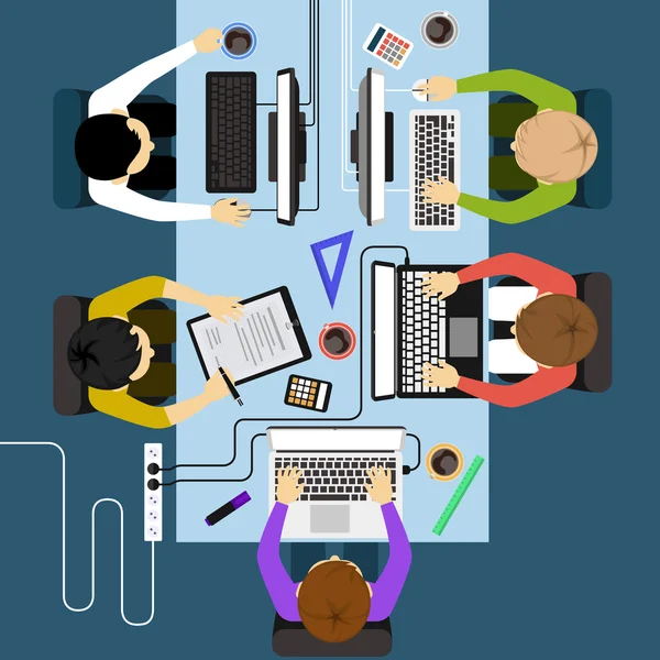 Trabalho de escritório reunião de gestão de empresas e brainstorming —  Vetores de Stock