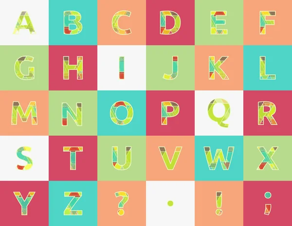 Creative spectral alphabet of geometric paper color — Stock Vector