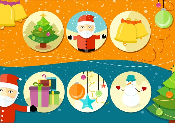 Navidad e iconos de año nuevo — Vector de stock