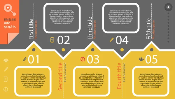 Infográfico de linha do tempo com diagrama e texto — Vetor de Stock