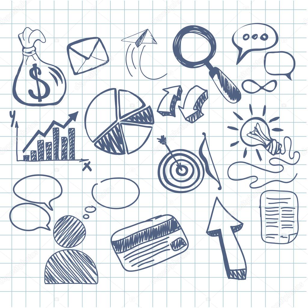 Set of doodle business management